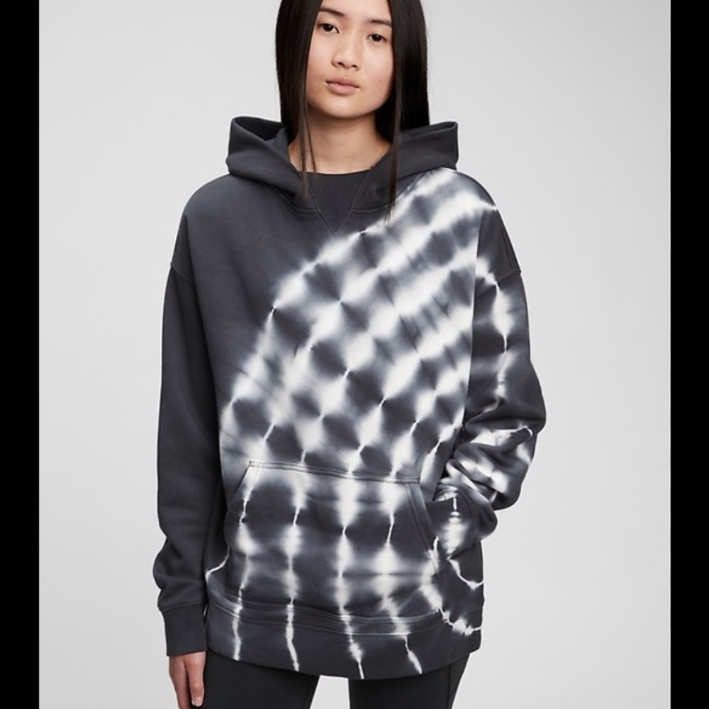 GAP NAVY TIE-DYE ULTRA SOFT FLEECE KNIT NACY & WHITE HOODIE TEEN SIZE 18-20